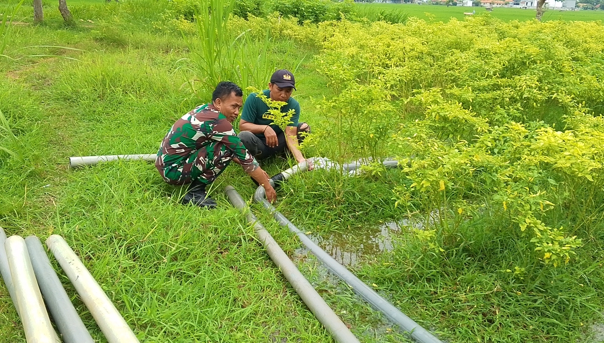 Gerakan Air Brigade: Babinsa Sokobanah Bantu Petani Maksimalkan Hasil Pertanian di Desa Sokobanah Daya