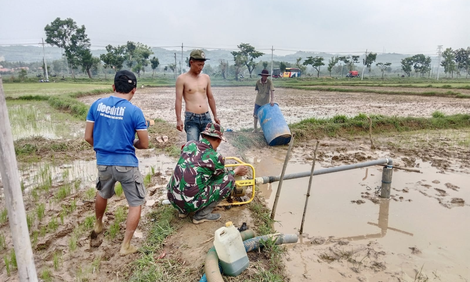 TNI dan Petani: Babinsa Koramil Jrengik Bantu Alirkan Air untuk Padi di Desa Taman